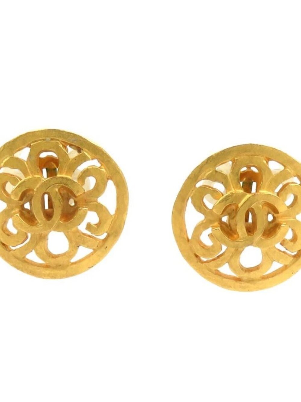 CHANEL Vintage CC Logo Clip on Earrings Gold Metal